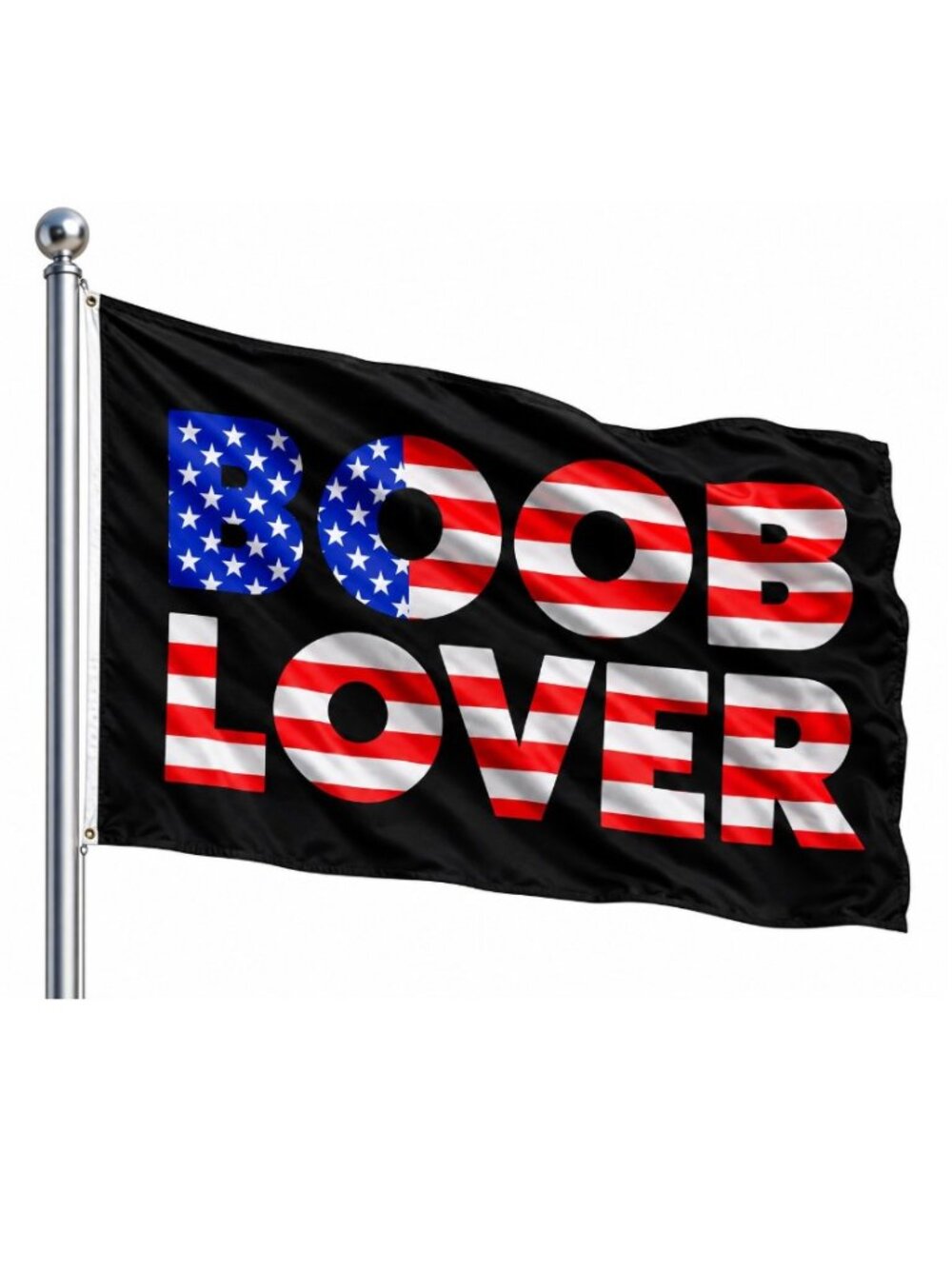 Boob Lover Flag Funny Patriotic American Flag Black Party Bar Man Cave Decor